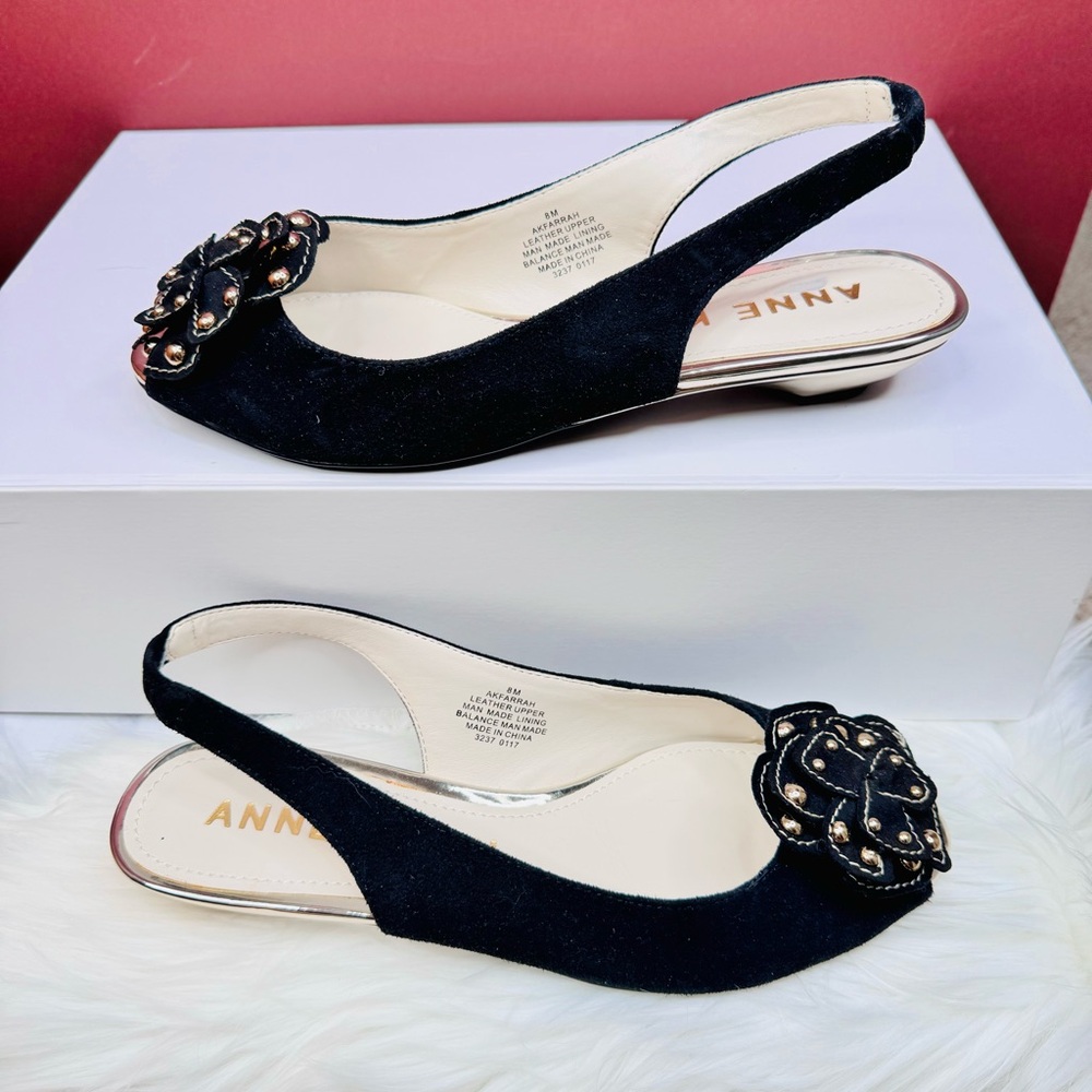 { Anne Klein } : Black Suede “Akfarrah” Silngbacks - Picture 2 of 6